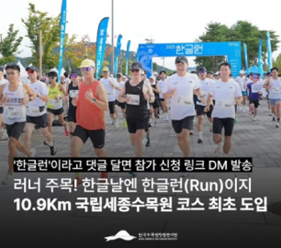 한글날 마라톤 참가자들이 달리는 모습
